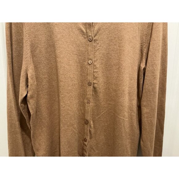 Talbots Classic Crew Neck Cardigan XL Camel Button Front Long Sleeve - Picture 3 of 8